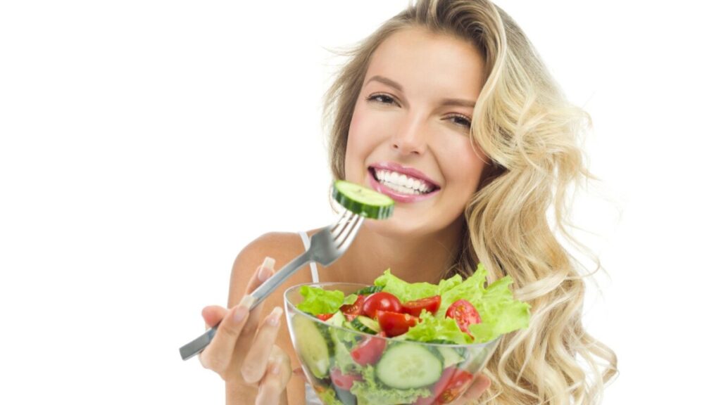 woman salad eat